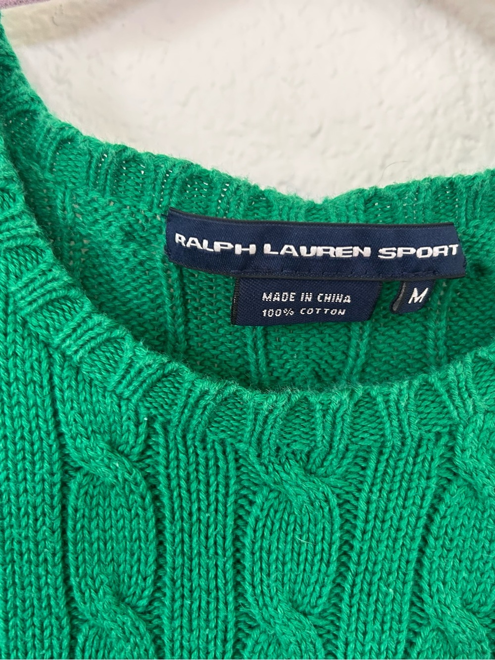 Ralph Lauren Sport Green Cable Knit Short Sleeve Sweater - Picture 3 of 6